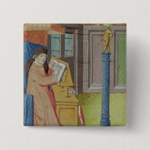 Virgil writing before Artemis 15 Cm Square Badge