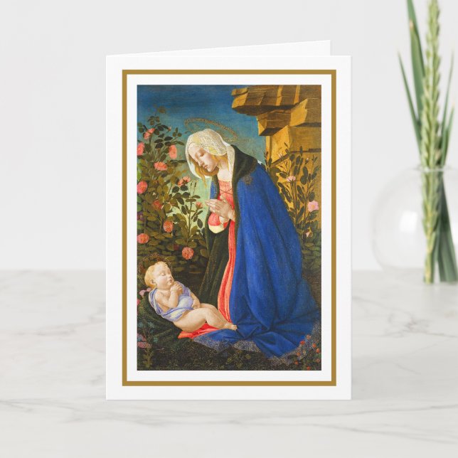 VIRGIN ADORING SLEEPING CHRIST CHILD  CARD (Front)