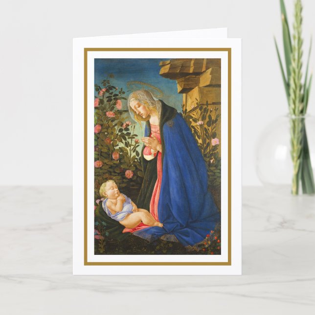 VIRGIN ADORING SLEEPING CHRIST CHILD  CARD (Front)