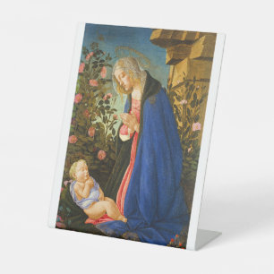 VIRGIN ADORING SLEEPING CHRIST CHILD PEDESTAL SIGN