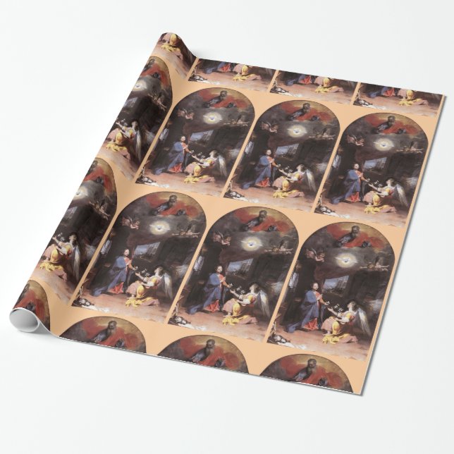 VIRGIN AND ANNUNCIATION ANGEL WRAPPING PAPER (Unrolled)