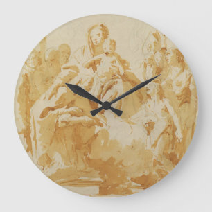 Virgin and Child Adored by Bishops, Monks & Women Large Clock