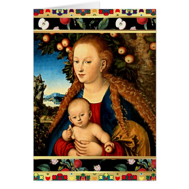 Virgin and Child Apple TVintage Art Christmas Card (Front)