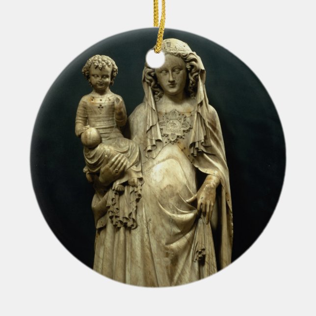 Virgin and Child, c.1375 (alabaster) Ceramic Tree Decoration (Front)