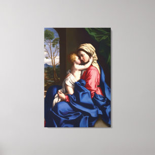 Virgin and Child Embracing by Sassoferrato Canvas Print