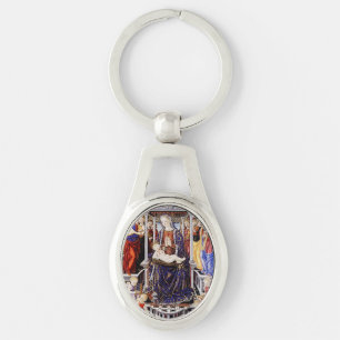 Virgin and Child Enthroned with Music-Making Angel Key Ring
