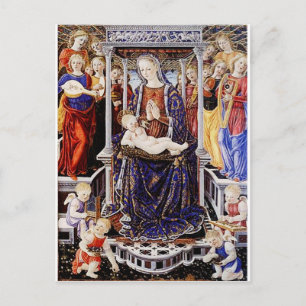 Virgin and Child Enthroned with Music-Making Angel Postcard