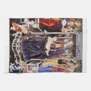 Virgin and Child Enthroned with Music-Making Angel Tea Towel