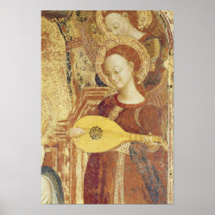 Virgin and Child Enthroned with six angels Poster