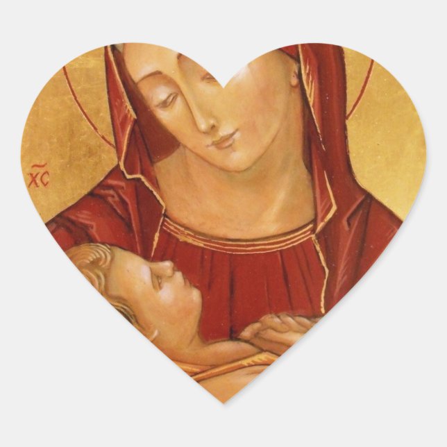 virgin and child heart sticker (Front)