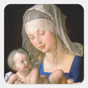Virgin and child holding a half-eaten pear, 1512 square sticker