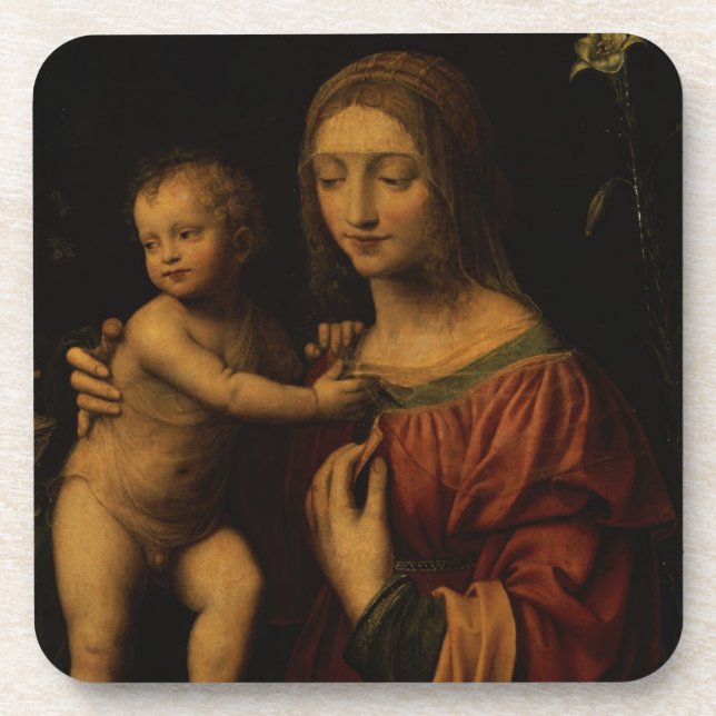 Virgin and Child (oil on panel) 2 Coaster (Front)
