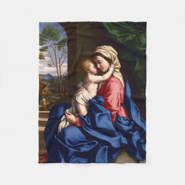 Virgin and Child - Sassoferrato Fleece Blanket (Front)