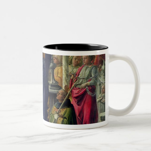Virgin and Child surrounded by Angels Two-Tone Coffee Mug (Right)