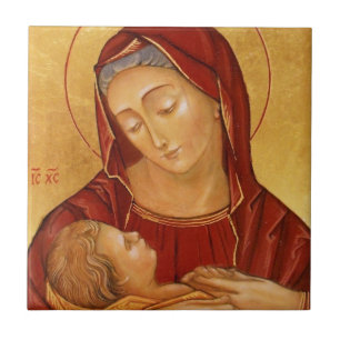 virgin and child tile