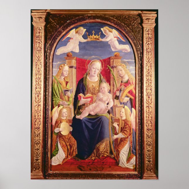 Virgin and Child with angel musicians and saints Poster (Front)