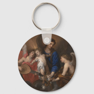 Virgin and Child with Music Making Angels Key Ring