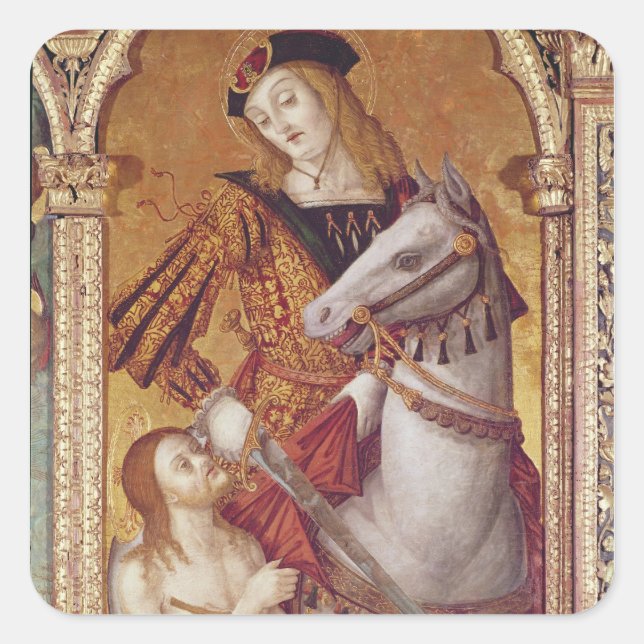 Virgin and Child with SS. Gregory and Martin Square Sticker (Front)