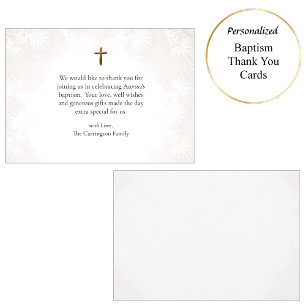 Virgin & Child Ornate Gold Frame Catholic Baptism  Thank You Card