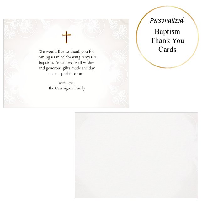 Virgin & Child Ornate Gold Frame Catholic Baptism  Thank You Card (Creator Uploaded)