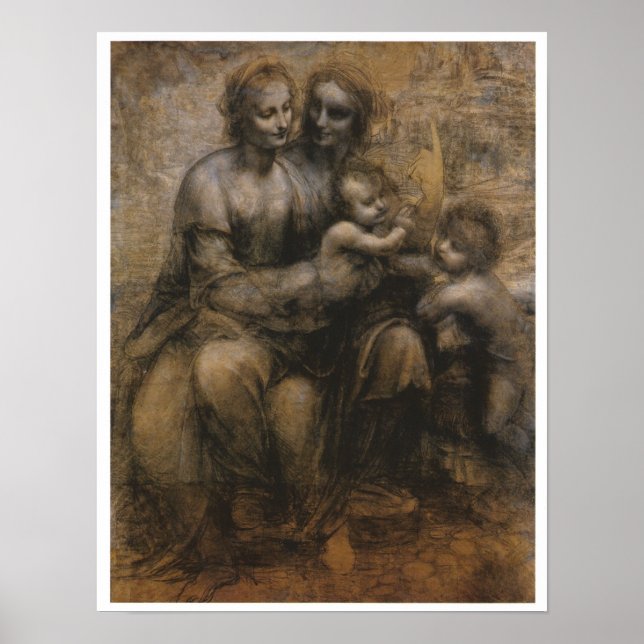 Virgin & Child with Saints Anne & John, da Vinci Poster (Front)