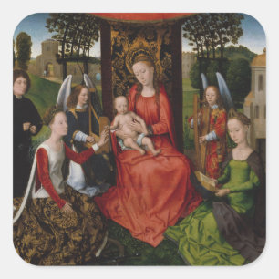 Virgin & Child with Saints Catherine of Alexandria Square Sticker