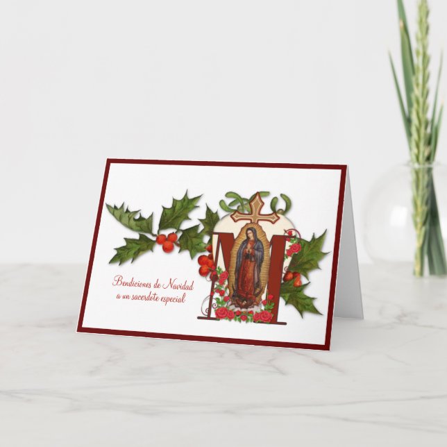 Virgin de Guadalupe Christmas Catholic Priest Card (Front)