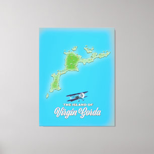 Virgin Gorda Map Canvas Print