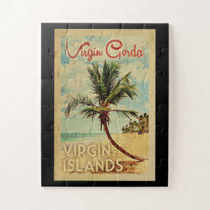 Virgin Gorda Palm Tree Vintage Travel Jigsaw Puzzle