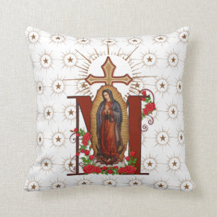 Virgin Guadalupe Catholic Religious Marian Cross Cushion