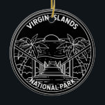 Virgin Islands National Park Monoline Ceramic Tree Decoration<br><div class="desc">Virgin Islands national park design in a minimalist,  monoline style</div>