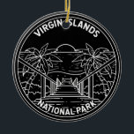 Virgin Islands National Park Monoline Ceramic Tree Decoration<br><div class="desc">Virgin Islands national park design in a minimalist,  monoline style</div>