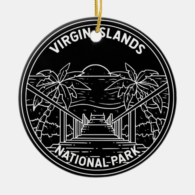 Virgin Islands National Park Monoline Ceramic Tree Decoration (Front)