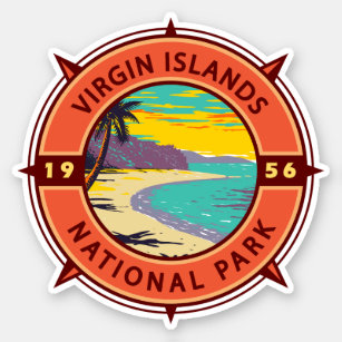 Virgin Islands National Park Retro Compass Emblem