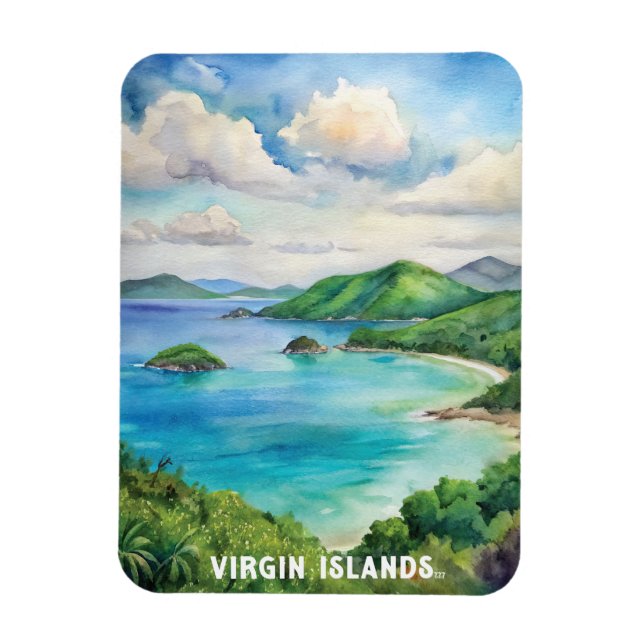 Virgin Islands National Park Watercolor Painting Magnet (Vertical)