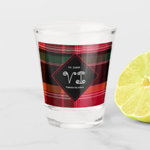 Virgin Islands USVI Madras Plaid Custom Shot Glass