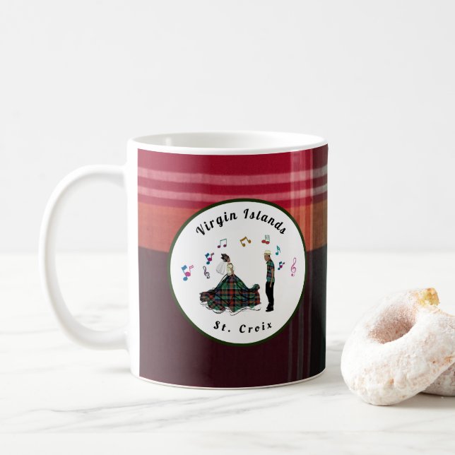 Virgin Islands USVI Madras Plaid St. Croix VI Coffee Mug (With Donut)