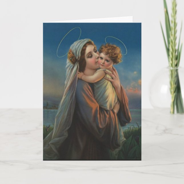 Virgin Madonna Mary with Christ Child Jesus Holiday Card (Front)