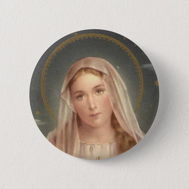 VIRGIN MARY 6 CM ROUND BADGE (Front)