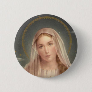 VIRGIN MARY 6 CM ROUND BADGE
