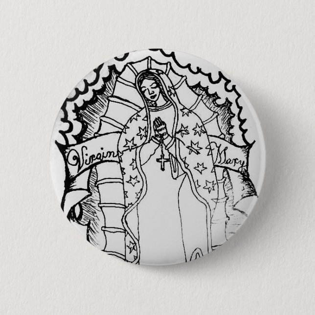 Virgin Mary 6 Cm Round Badge (Front)