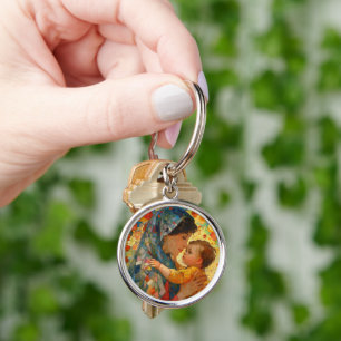Virgin Mary and Baby Jesus Impressionism Key Ring