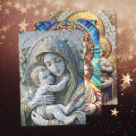 Virgin Mary and Baby Jesus | Mosaic Christmas Wrapping Paper Sheet<br><div class="desc">Virgin Mary with Baby Jesus in a tile mosaic stature 3D style. Religious Christian Art  gift wrap.</div>