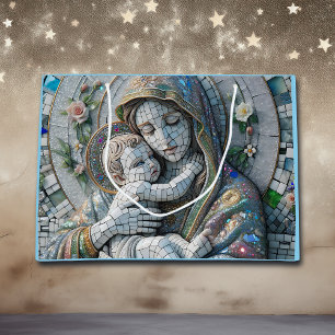 Virgin Mary and Baby Jesus   Mosaic Statue Large Gift Bag