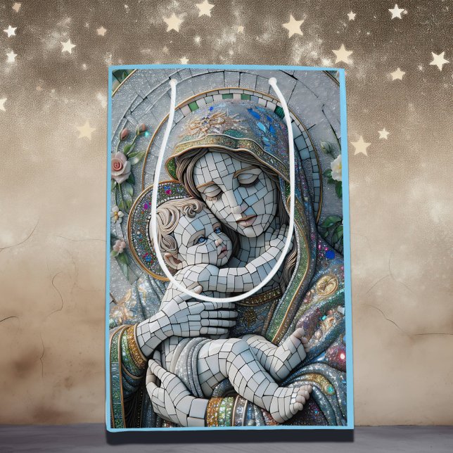 Virgin Mary and Baby Jesus | Mosaic Statue Medium Gift Bag (Creator Uploaded)