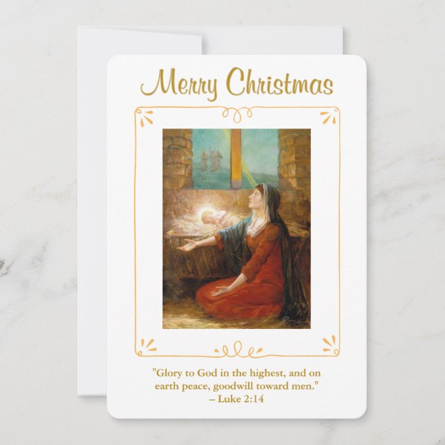 Virgin Mary and Baby Jesus Religious Christmas  Holiday Card (Front)