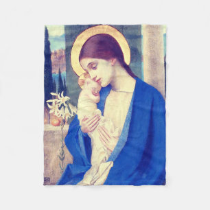 Virgin Mary and Child by Marianne Stokes Fleece Blanket