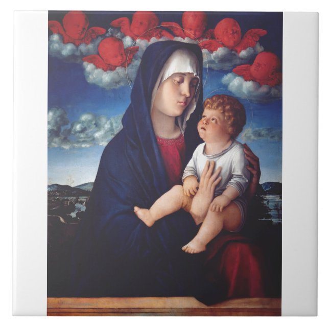 Virgin Mary and Child Classic Religious Art Tile (Front)