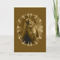 Virgin Mary and Child Jesus, Abstract Gold Border 