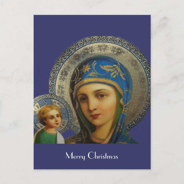 Virgin Mary and Child Jesus Holiday Postcard (Front)